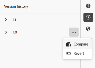 Editor de Fragmento de Conteúdo - Comparação de Histórico de Versões