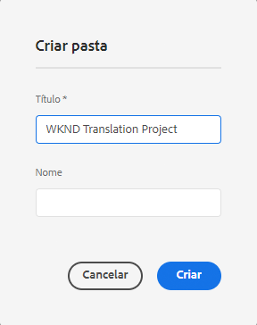 Criar pasta de projeto