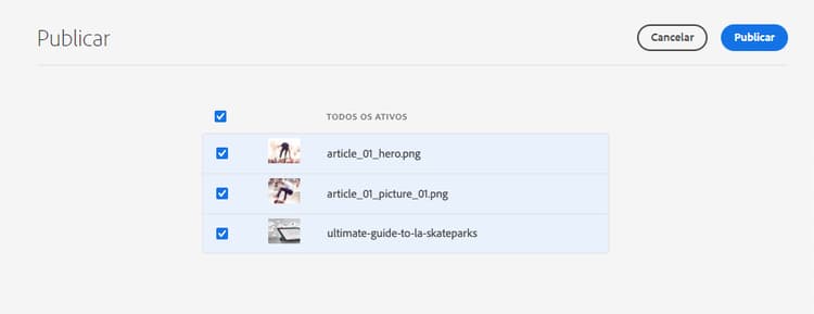 Publicação de referências com a página