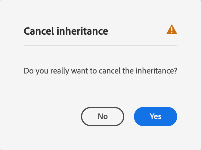 Cancelar modal de confirmação da herança