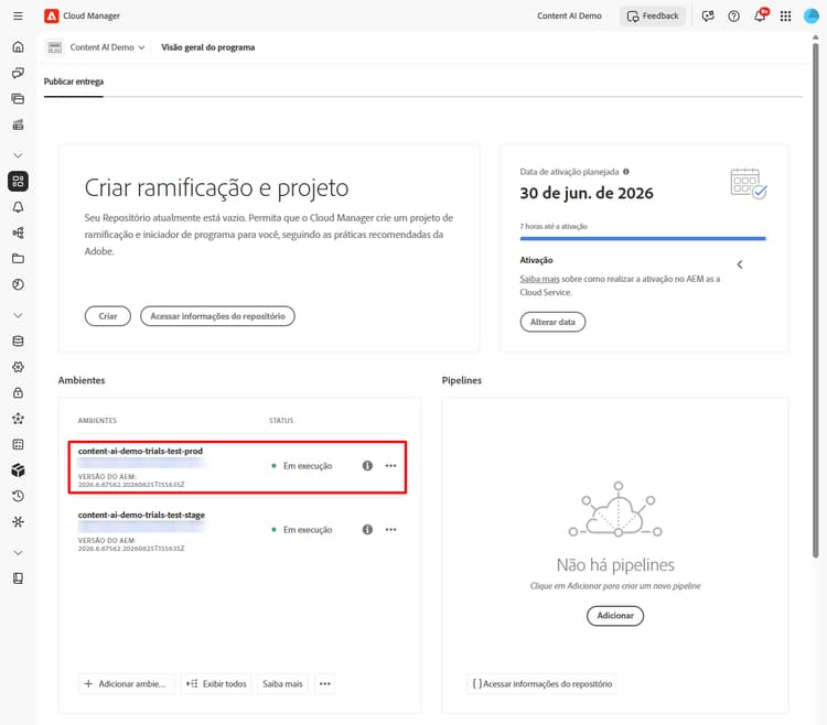 Visão geral do programa com destaque para o ambiente de produção