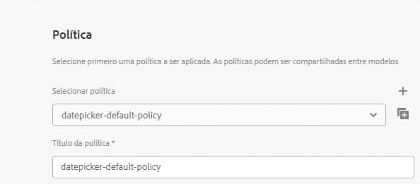 Política de modelo do seletor de data