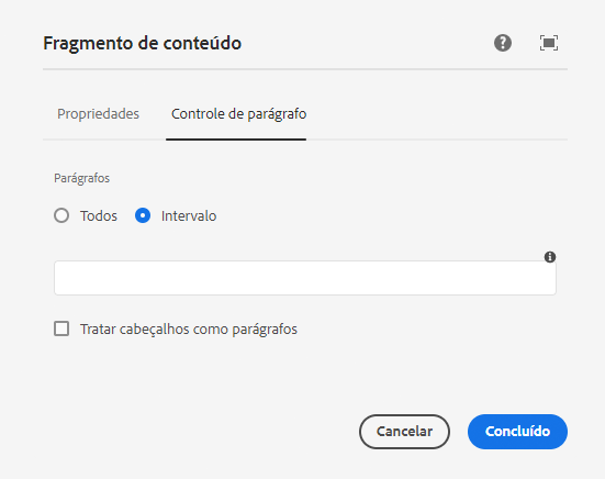 Componente Fragmento de Conteúdo