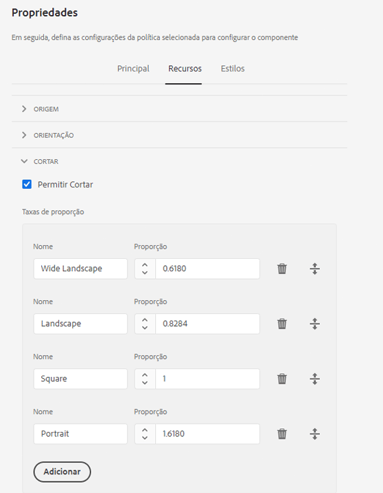 Guia Recursos da caixa de diálogo de design do componente de Imagem