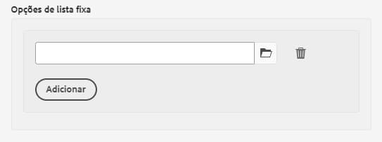 Opções de lista fixa