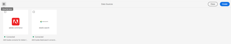 conectores de fonte de dados listados no painel de fontes de dados