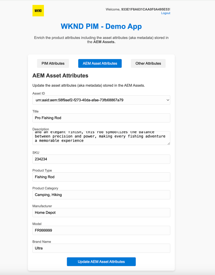 Atualizar metadados do ativo