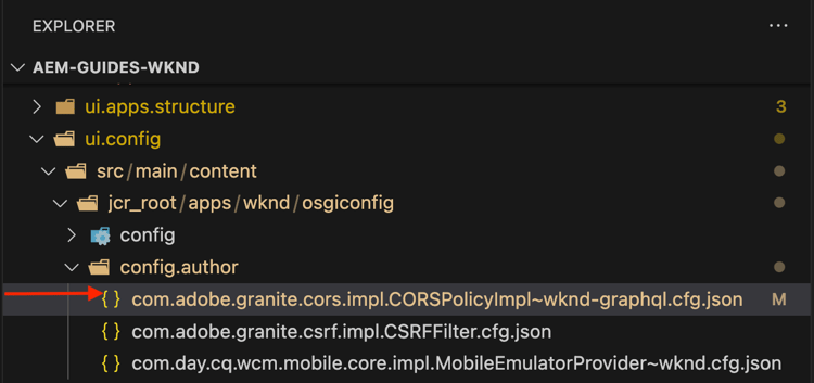 Localizar o arquivo de configuração CORS