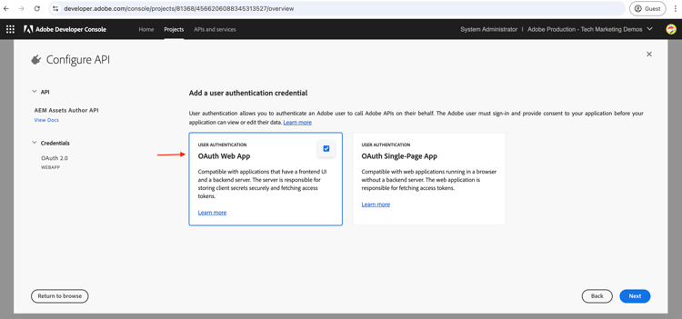 Configurar o aplicativo Web OAuth