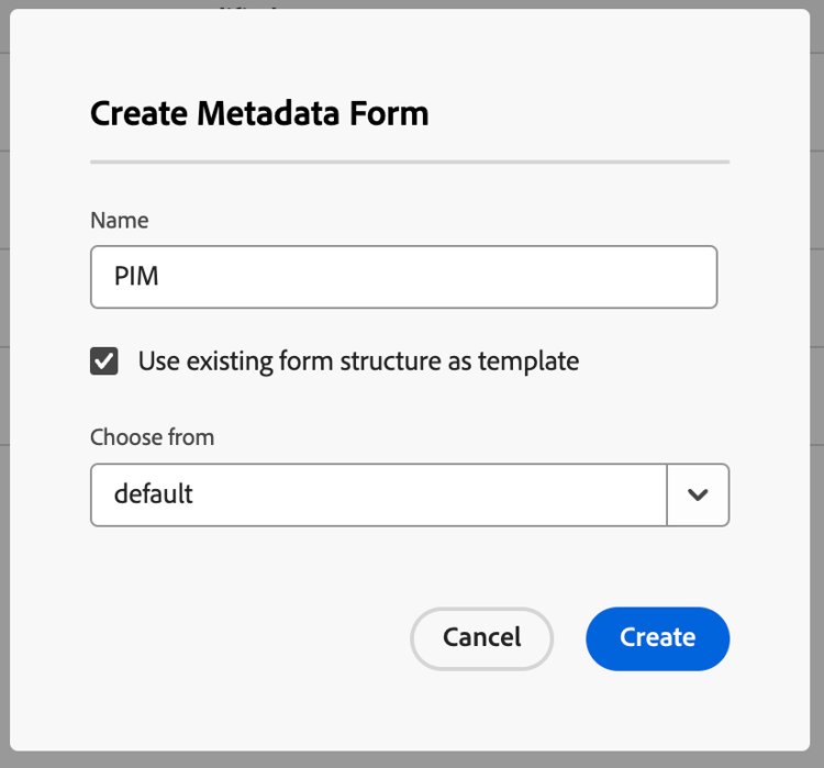 Criar formulário de metadados