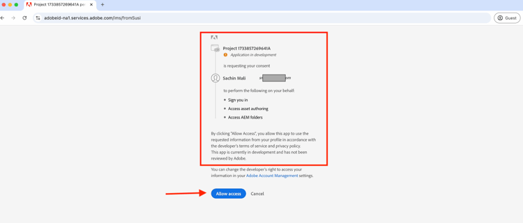 Primeiro logon e consentimento