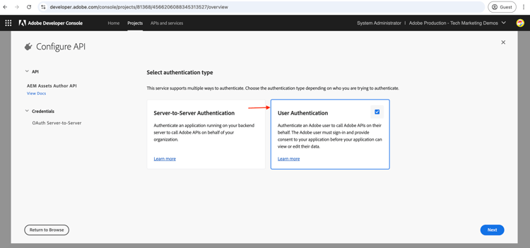 Configurar API do AEM