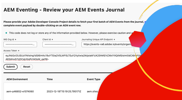 Carregar diário de eventos AEM