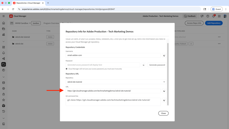 Acessar informações do repositório