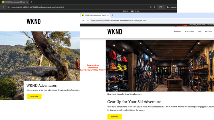 Personalization de Usuário Conhecido