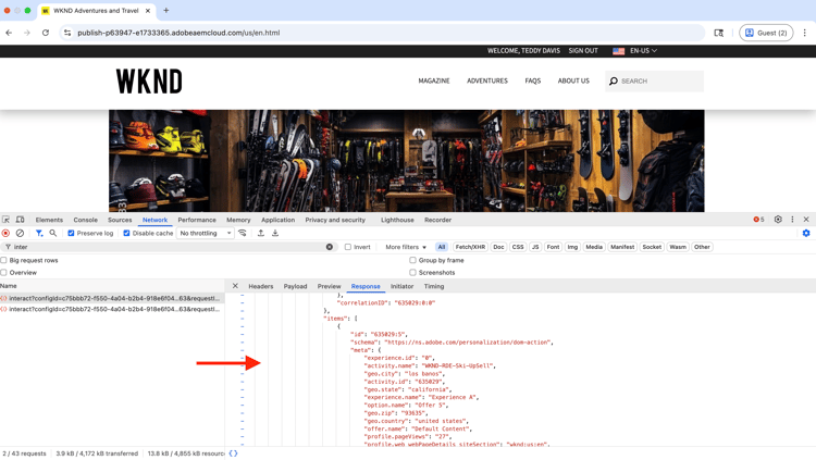Resposta de Rede do Web SDK