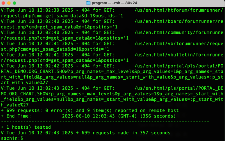Simulação de ataque do Nikto