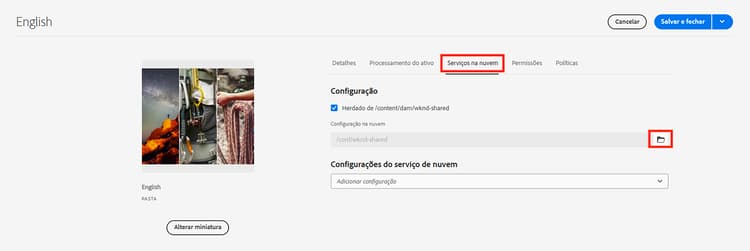 Configuração na nuvem