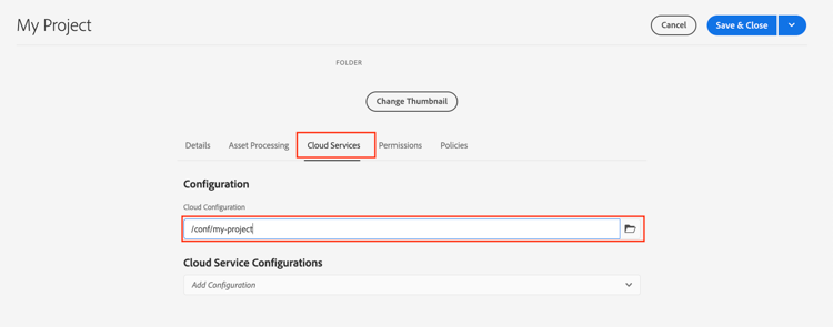 Definir configuração de nuvem