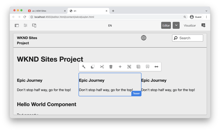 Conteúdo inicial da página inicial