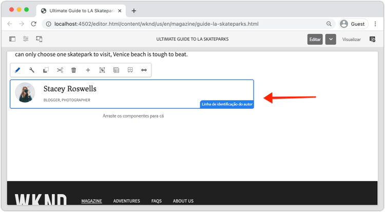 exemplo de componente de linha de identificação