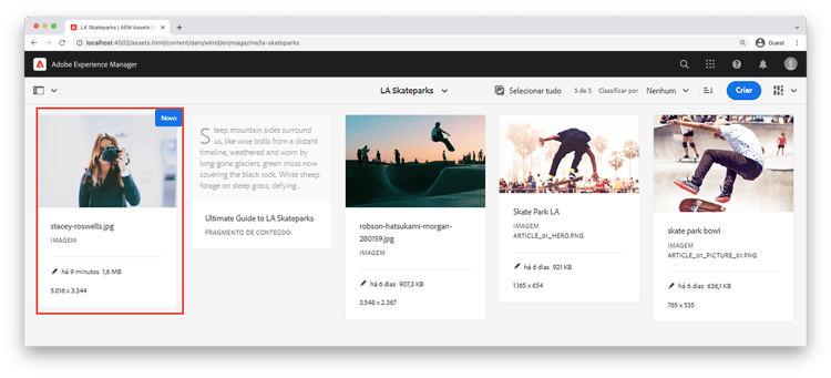 Foto de perfil carregada no AEM Assets