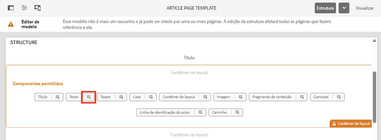 Configuração da política de texto