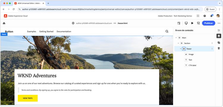 Teaser no editor universal