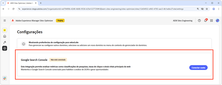 Configurações do Site Optimizer para o Console de pesquisa do Google