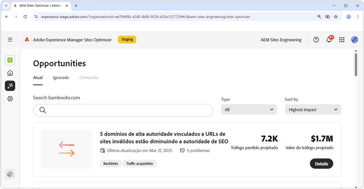 Oportunidades atuais