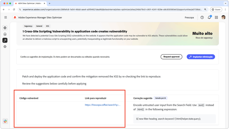 Identificar automaticamente a oportunidade entre sites