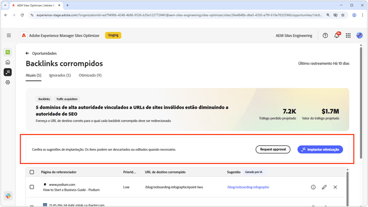 Otimizar automaticamente backlinks corrompidos
