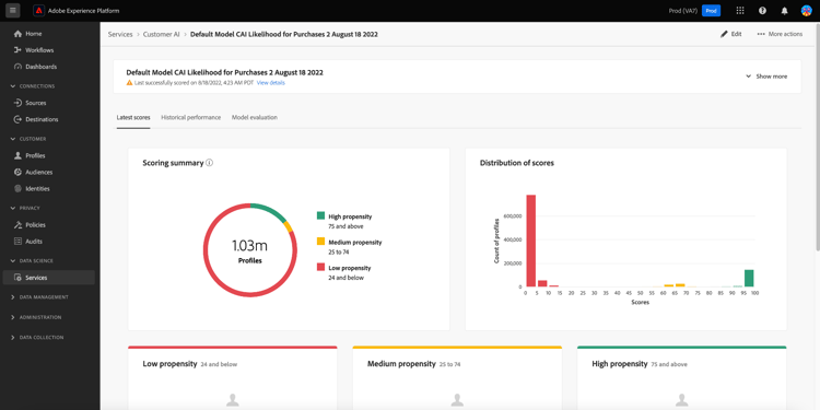 A página de insights da IA do cliente.