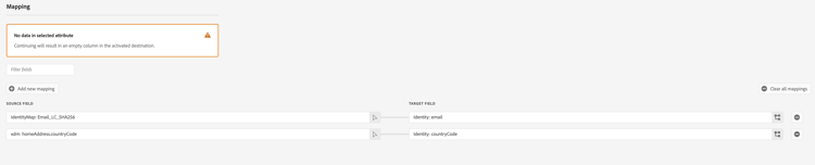 Configuração de mapeamento de campo de identidade para o destino do Amazon Ads v2