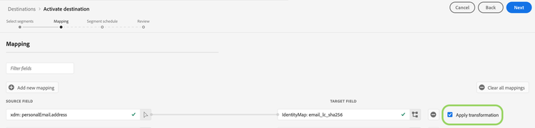 Transformação de mapeamento de identidade