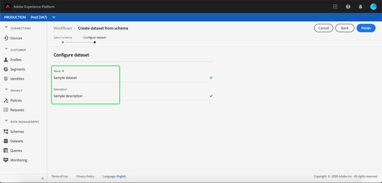 Configurar conjunto de dados