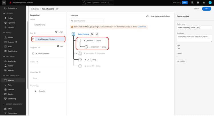 O novo campo aplicado à estrutura da classe personalizada, representado na tela.