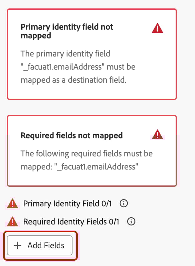 O botão Adicionar Campos está realçado.