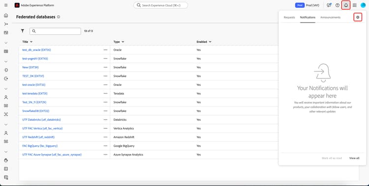 Os ícones de notificação e de configurações estão realçados.