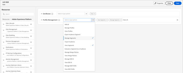 Experience Platform - adicionar perfis para a nova função