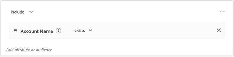 O atributo Nome da conta existe