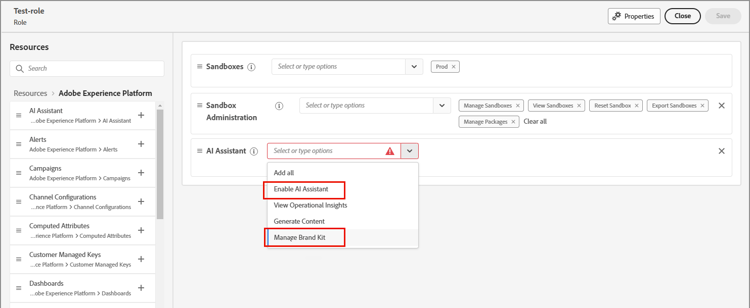 Adicionar permissão do Assistente de IA para acesso às marcas
