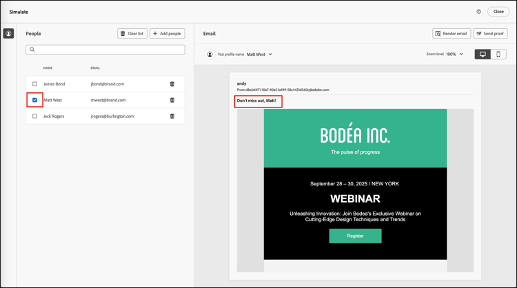 Selecione um perfil de pessoa para renderizar a simulação