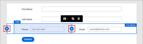 Mover campos no formulário e usar componentes estruturais para agrupamento e disposição