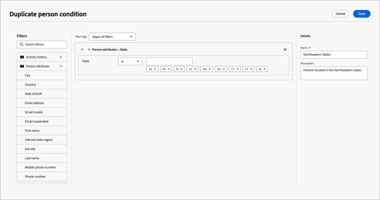 Use uma regra duplicada para criar a que você precisa