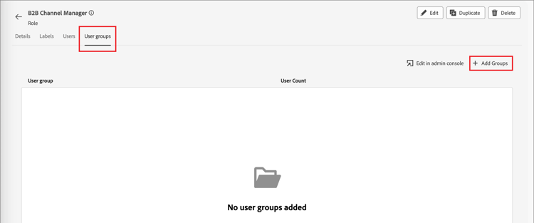 Experience Platform - adicionar grupos à função