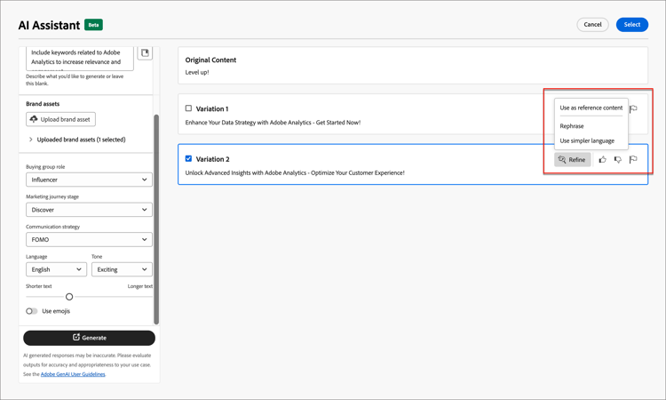 Assistente de IA - refinamento da linha de assunto