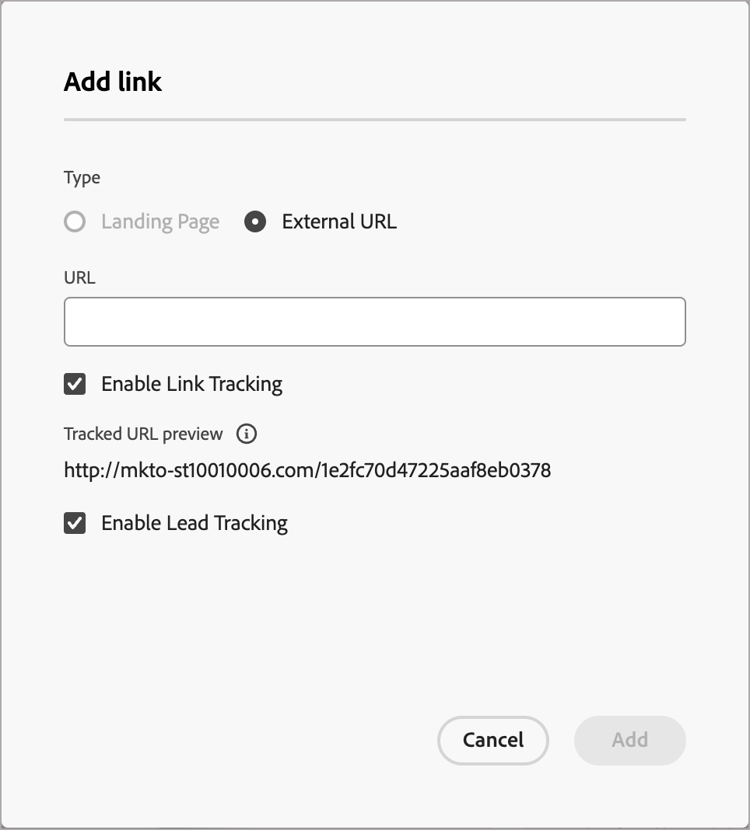Adicionar caixa de diálogo de link para mensagem SMS