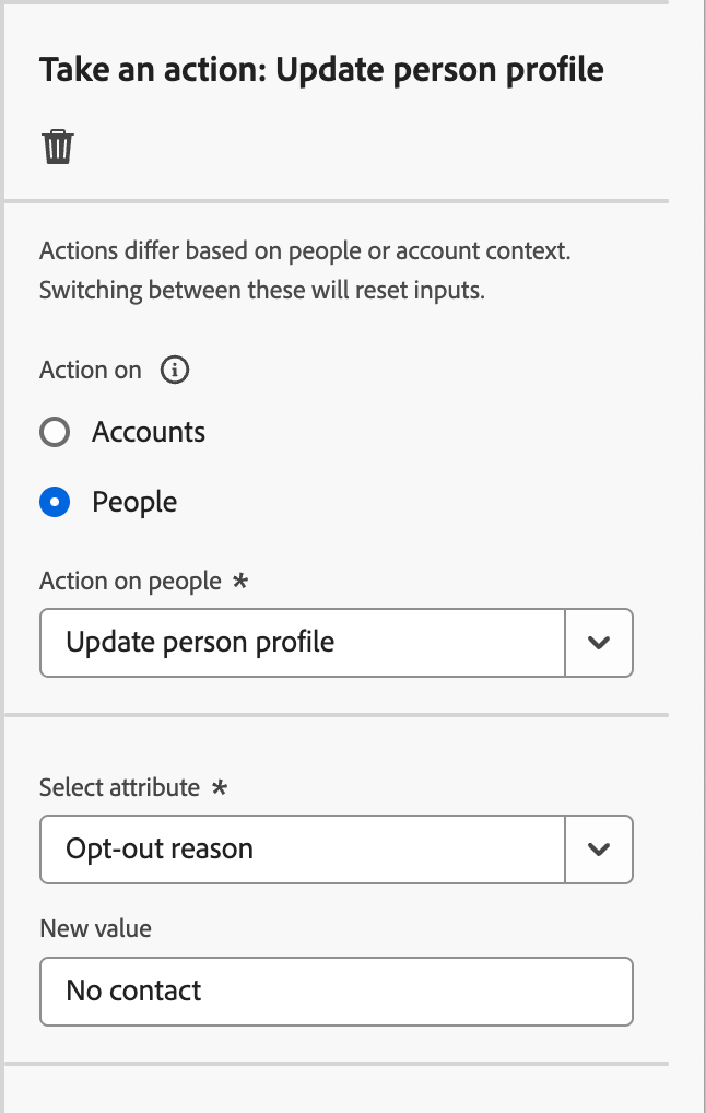 Realizar uma ação - Atualizar perfil da pessoa