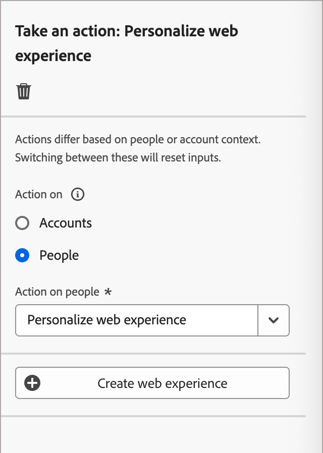 Realizar uma ação - Personalizar experiência da Web